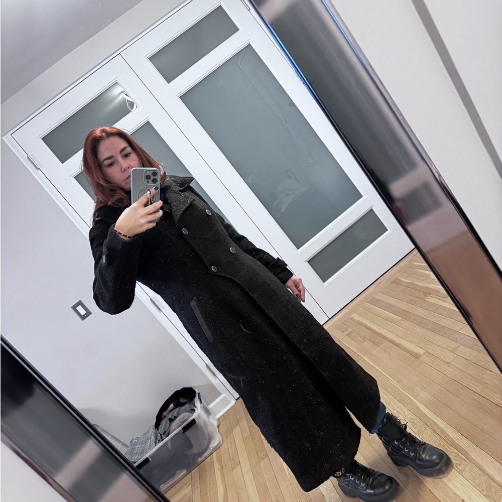 Mackage Black Elodie Shimmer Coat with Button Accents - Picture 4 of 9